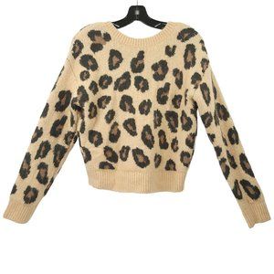 Pink Victoria's Secret Animal Print Sweater Womens Size S Tan Black Long Sleeve